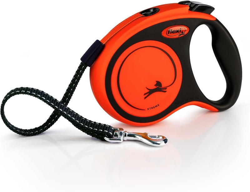 Flexi New Classic Tape Retractable Dog Leash for Small Dogs Upto 44 lbs.– 16 ft.,Orange/Black | Tangle Free Pet Walking Leash with One-Handed Brake, Pause, Lock | German Quality Product - Image 1